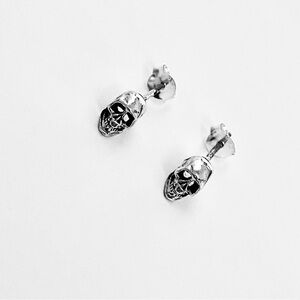 Sterling Silver Skull Earrings, Skeleton Earring, Stud Earrings, Skulls Head
